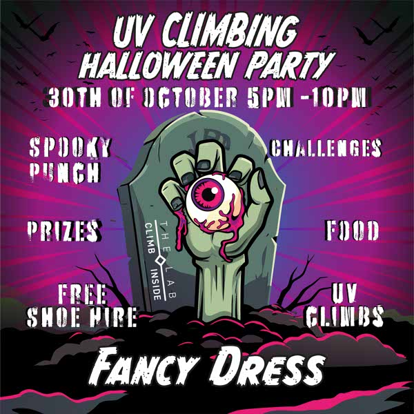 Haloween Dyno comp & UV Climbing Party